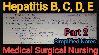 Notes Of Hepatitis Hepatitis B C D E in Medical Surgical Nursing in Hindi Bsc NursingPart 2 [upl. by Nylaret]