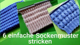 6 einfache Sockenmuster stricken [upl. by Notlit]