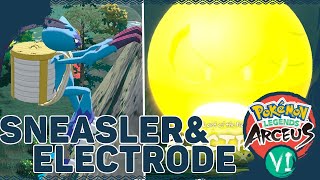 SNEASLER RIDE amp BOSS BATTLE VS FRENZIED HISUIAN ELECTRODE  Pokémon Legends Arceus Gameplay PTBR [upl. by Enirehs]