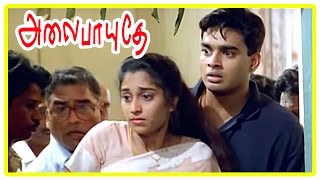 Alaipayuthe Scenes  Shalinis father passes away  Shalini and Madhavan fight  AR Rahman [upl. by Arrol252]