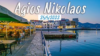 Crete Greece Agios Nikolaos 🇬🇷  walking tour 4k HDR  Kreta 2022 [upl. by Analahs]