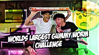 Eating The Worlds LARGEST Gummy Worm🤯 [upl. by Janith]