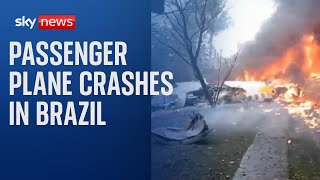 Passenger plane carrying 61 people crashes in Brazil [upl. by Ynamrej497]