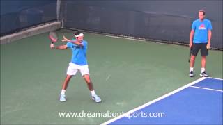 Roger Federer Forehand slow motion from practice session [upl. by Lleval]