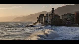 Beautiful View and Stormy Waves in Camogli Liguria Italy [upl. by Oeram]