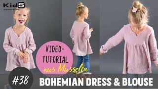 Mädchen Tunika aus Jersey oder Musselin selber nähen DIYNähTutorial [upl. by Eytteb]