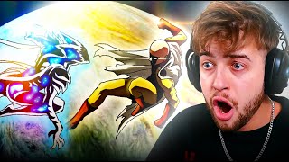 Reacting to SAITAMA vs COSMIC GAROU Full Fight Animation [upl. by Hiltner]