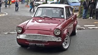 Cosworth Turbo Ford Anglia 105e Leaving a Car Meet [upl. by Ecerehs]