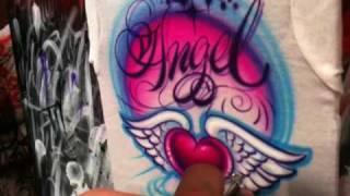 Crisp LinesHow to airbrush a t shirt design with crisp clean lines by Jaime Rodriguez [upl. by Ardnahc663]