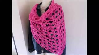 Pink Picot Omslagdoek 73 RECHTSHANDIG [upl. by Eintirb]