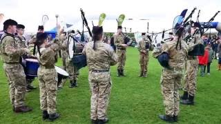 1st Battalion The Highlanders ACF Pipes amp Drums at the 2016 Baxters Loch Ness Marathon at Inverness [upl. by Agan]