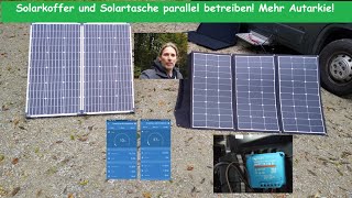 2 mobile Solarmodule für Wohnmobil parallel betreiben anschließen  Solartasche und Solarkoffer [upl. by Enylekcaj]