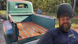 1950 Ford F1 Tailgate Repair DIY Welding and Fabrication Harbor Freight Welder [upl. by Drexler]