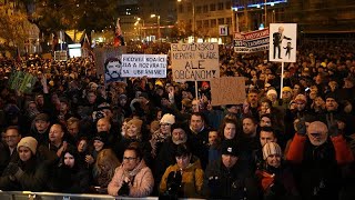 Slovacchia proteste contro Fico nellanniversario della caduta del comunismo [upl. by Ahsilif537]