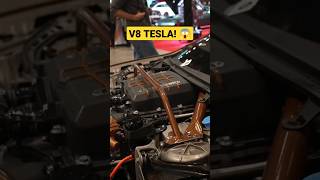 TESLA with a V8 Engine 🤯  Model S Conversion with Camaro Engine Tesla Camaro LS3 SEMA [upl. by Costin]