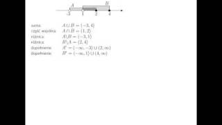 Wyznacz sumę część wspólną iloczyn i dopełnienie przedziałów [upl. by Crowe]
