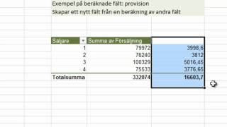 Pivottabeller i Excel 5 Infoga beräknande fält [upl. by Senhauser]