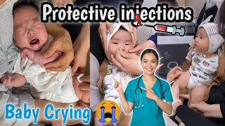 Protective Injections Vaccination Video Cute Baby crying injection fear [upl. by Mureil646]