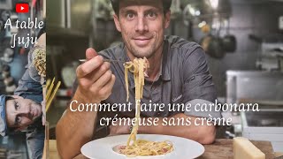 Comment faire des pâtes à la carbonara  Vidéo A table Juju [upl. by Atinas]