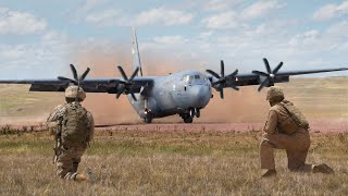 Massive US C130 Aircraft Flawless Austere Landing on Dirt Strip [upl. by Seagrave]