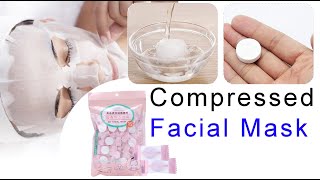 How To Use Compressed Sheet Mask With Aloe Vera  Facial Cotton Tablets Miniso [upl. by Llewxam]