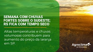 Previsão Agro Semana com chuvas fortes sobre o Sudeste RS fica com tempo seco [upl. by Wassyngton]