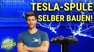 TeslaSpule bauen mit einfachen Mitteln Blitze zuhause erzeugen [upl. by Jacinthe]