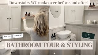 BATHROOM TOUR AND STYLING Downstairs cloakroom WC makeover before and after Neptune White company [upl. by Balmuth]