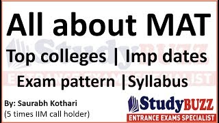 All about MAT  Top colleges Exam pattern Important dates Syllabus [upl. by Esiouqrut]