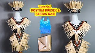 Cara membuat baju costum karnaval 17 agustus dari kresek dengan kertas nasi adat unik sederhana [upl. by Ecinreb855]