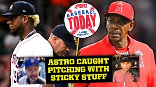 Astros pitcher caught using sticky stuff  Baseball Today [upl. by Sayer]