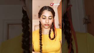 Part 2 Double Folded Braid Hair Style using Ribbon School Hair style requestedvideo braids [upl. by Anaz]