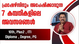 FRESHER JOBS IN 7 COMPANIESDIPLOMADEGREEPG HIRINGKERALA JOBSCAREER PATHWAYDrBRIJESH JOHN [upl. by Airahcaz]