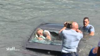 NZ woman rescued from sinking car 0046 [upl. by Nichole]