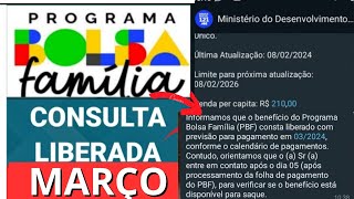 ✅ LIBERADO A CONSULTA DO BOLSA FAMÍLIA MÊS DE MARÇO HABILITADO PARA RECEBER [upl. by Ardnuas394]