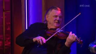 Brendan Gleeson playing the fiddle w Hughes Pub musicians on the Late Late Show Febraury 23 2024 [upl. by Etnohs617]