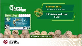 SORTEO SUPERIOR NO 2810 CELEBRANDO EL 25 ANIVERSARIO DEL IPAB [upl. by Ordway]