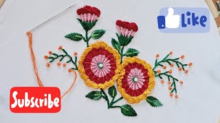 gorgeous flower embroidery design using spider web stitch [upl. by Greff]