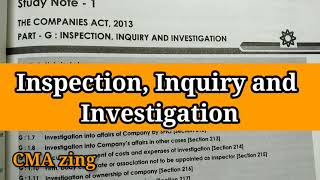 company law inspection inquiry amp investigation revision video must watch before exam [upl. by Ezechiel]