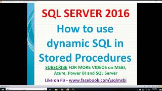 Dynamic SQL in Stored Procedure  sql procedure dynamic queries [upl. by Lucio]