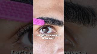 Giving my bushy brows a makeover eyebrows bushybrows tweezing brows browtutorial [upl. by Atilrak]