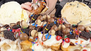 ASMR Cinnamon Rolls amp Ice Cream Nutella Maltesers Chocolate MampM Candy Oreo Cookies Cookie Dough [upl. by Samot]