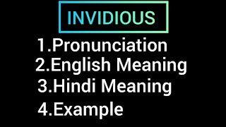 invidious Meaning of invidious in Hindi Meaning  Pronounciation of invidious  Example  Use [upl. by Yehc133]