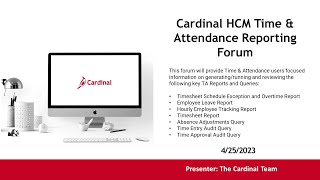 Cardinal HCM Time amp Attendance Forum [upl. by Armyn]