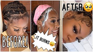 Watch me PERM my 4C edges 😳Relaxing my baby hairs bc they keep sweating out 😭 [upl. by Akerdnahs]