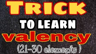 Valency TrickTrick to find valency of 21 to 30 elementsTrick to learn valency of 21 to 30 elements [upl. by Assenov]