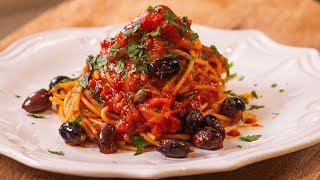 Authentic Italian Puttanesca Spaghetti [upl. by Lolande]