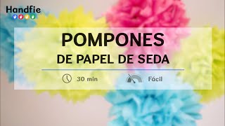 Cómo hacer pompones con papel de seda· Handfie DIY [upl. by Adnahsed]