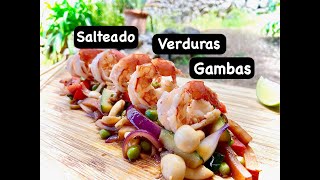 SALTEADO DE VERDURAS con Gambas 🍤🌶 😋  GUILLE RODRIGUEZ [upl. by Anayet]