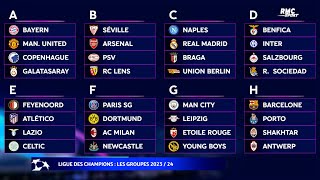 Ligue des champions  Le tirage au sort complet des groupes 202324 [upl. by Crichton]